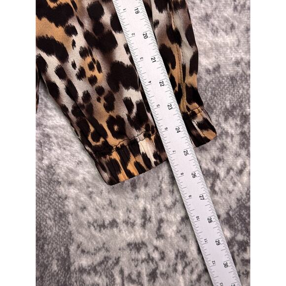 St John Jacket Large Womens Silk Leopard Lightweight Full Zip - Picture 5 of 8